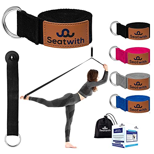 Seatwith Yoga-Gurt mit Metall-D-Schnalle | Yoga-Band 200x4cm | Dehnungsband für beste Dehnen | Yoga Stretching Band | Yogagurt + Tasche & Training PDF