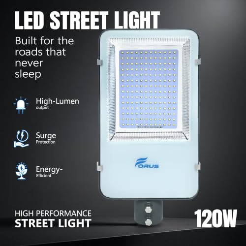Image of Forus 120W LED Street Light Outdoor with 4 Year Warranty, IP66 Waterproof Decorative Focus Yellow Light for Road, Garden, Events, Security, Terrace, Landscape, Pathway, Building Lighting (1 PC)