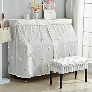 Piano Cover Staande Piano Volledige Cover Top Cover voor Standaard Staande Piano Borduurwerk Kant Leuke Elegante Dikke…
