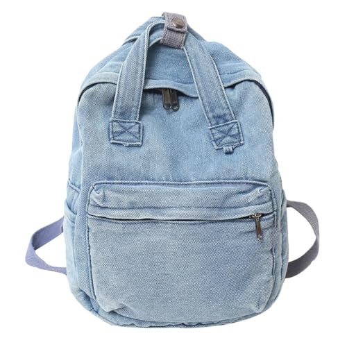 Image of MaxxCloud Vintage Denim Laptop Backpack Casual Canvas Daypack Handbag Purse Lightweight Rucksack Shoulder Bag