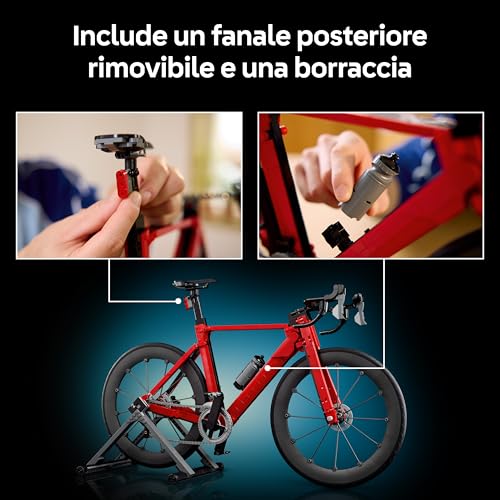 Icons Bici da Corsa - Kit Modellismo Fai da Te per Adulti - con Pneumatici in Gomma, Deragliatore e Supporto - Decorazione da Scrivania - Idea Regalo Sportiva per Appassionati di Ciclismo - 11380 - Lego - Immagine 5