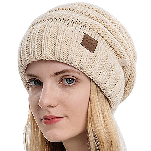 WANYIG Gorros con Coleta para Mujer Gorro de Cola de Caballo de Invierno Gorro de Punto Beanie Cola de Caballo Ponytail Beanie Hat 56-60CM (Beige) Cover