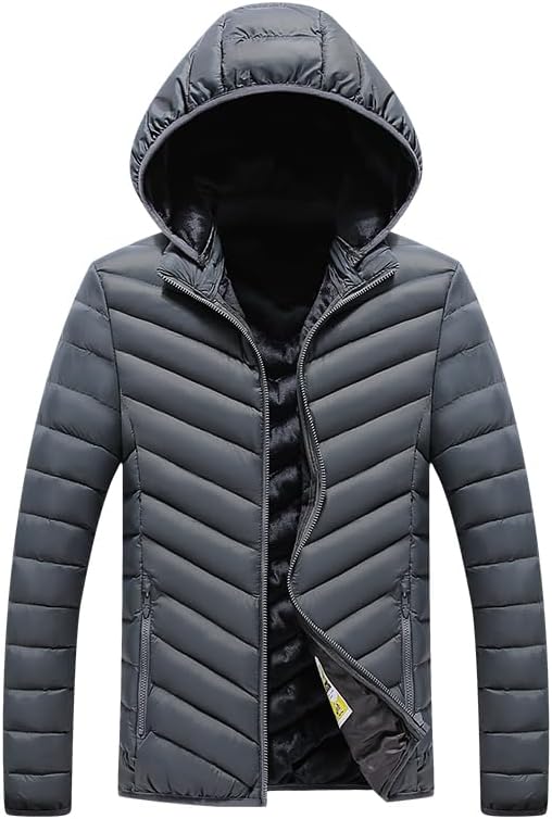 Men's winter thick warm windproof detachable hat imitating down jacket, fashionable and trendy