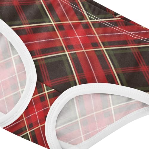 Dark Red Plaid 1-piecing Hip Design Girls' Panties Organic Underpants for Kid in Sizes 2T,3T, 4T, 5T, 6Y and 8Y4