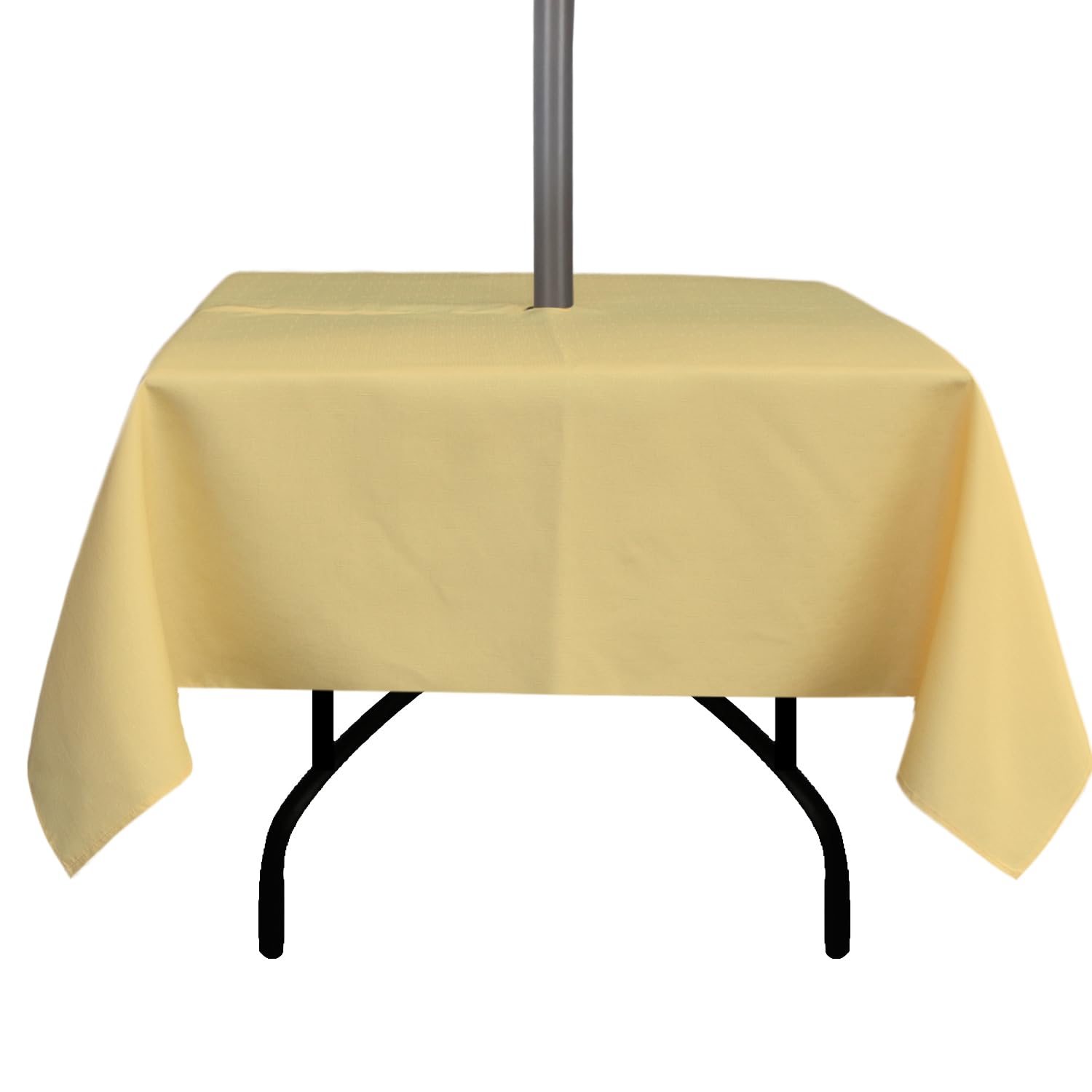youngseahome Outdoor Tablecloth Wrinkle-Free Stain Resistant Waterproof Polyester Fabric Table Cover with Zipper Umbrella Hole for Picnic/Party/Dinner/Patio Garden(60×60inch Square,Zippered,Yellow)