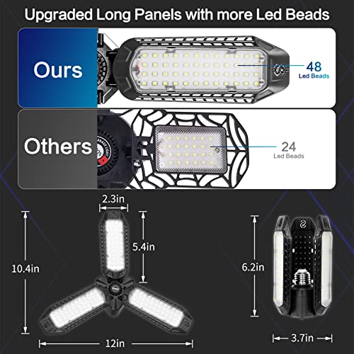 Vzazel THREE LEAF GARAGE LIGHT Garage Light-Led Garage Light 2 Pack-8000Lm Glare-Free 360° Illuminator Garage Light-60W 6500K Deformable Garage Led Light-E26/E27 Garage Ceiling Light For Basements, Barn, Farmhouse And Attics thumb #4
