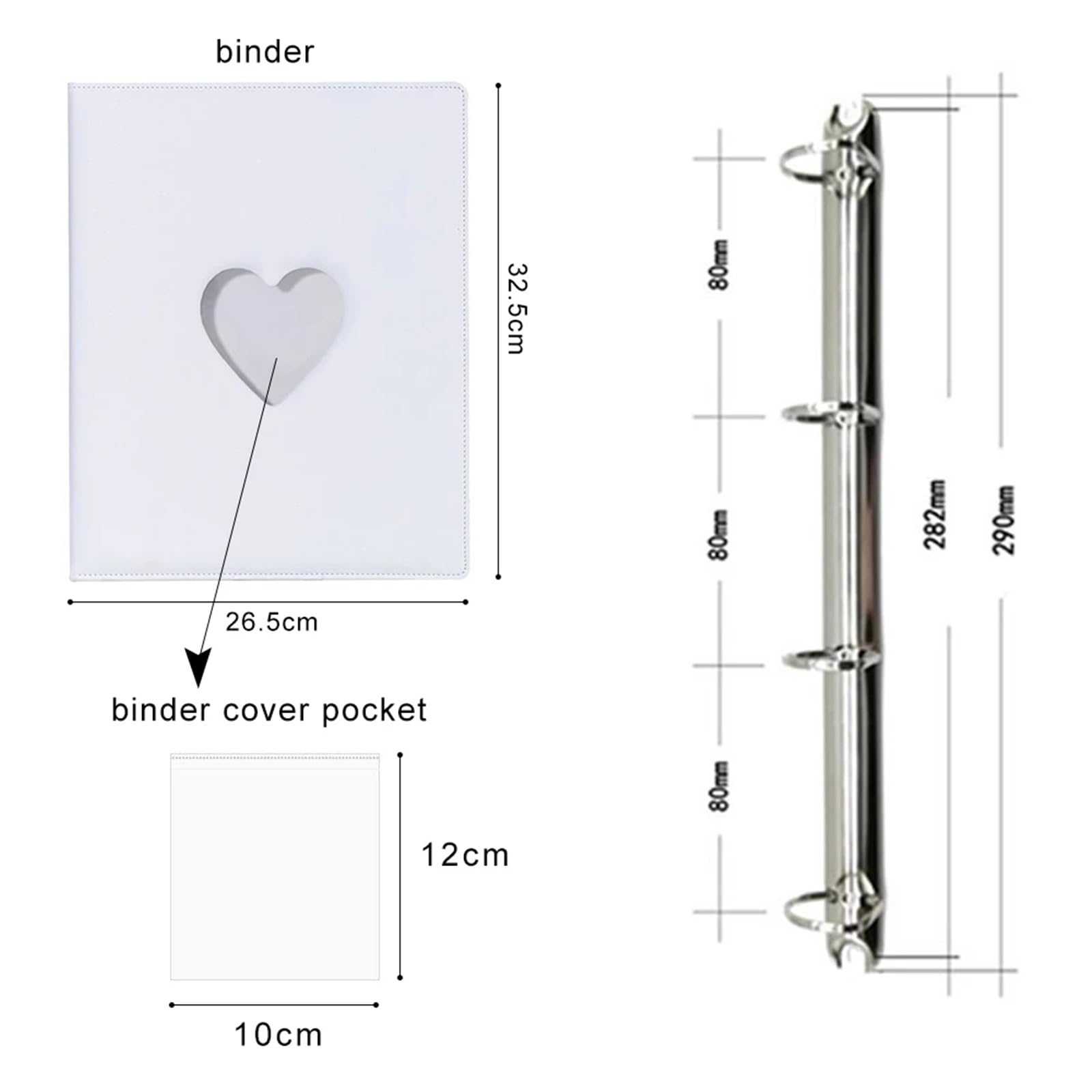 Kpop - Carpeta para tarjetas fotográficas A4, piel sintética, en forma de corazón, con cubierta de estrella brillante, álbum de fotos grande, 10 fundas, 4 índices, 2 particiones, soporte para tarjetas