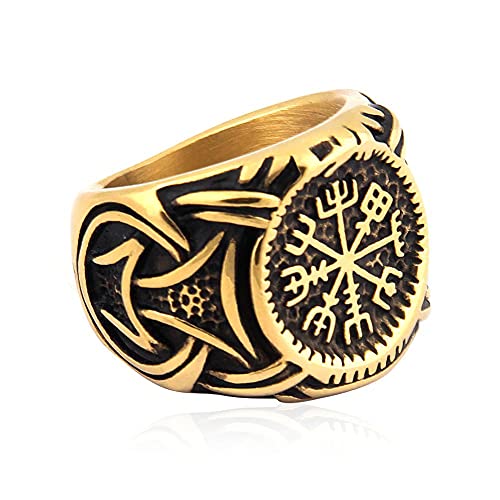 Anillo brújula vikinga Vegvisir en acero inoxidable miniatura 4