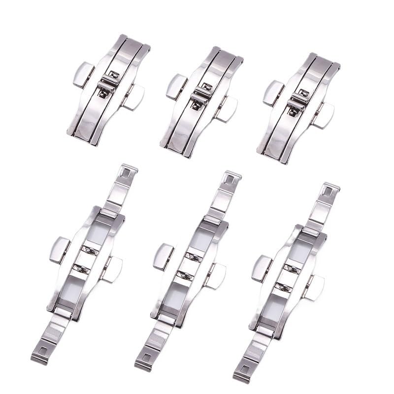 Klamra do pasków do zegarków, akcesoria do zegarków podwójne naciśnięcie automatyczna klamra stalowe składane zapięcie metalowy guzik 4 mm - 6 mm (6 x 25 mm)