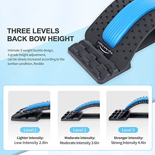 Back-Stretching-DeviceBack-Massager-for-Bed-Chair-CarMulti-Level-Lumbar-Support-Stretcher-Spinal-Lower-and-Upper-Muscle-Pain-ReliefBlackBlue