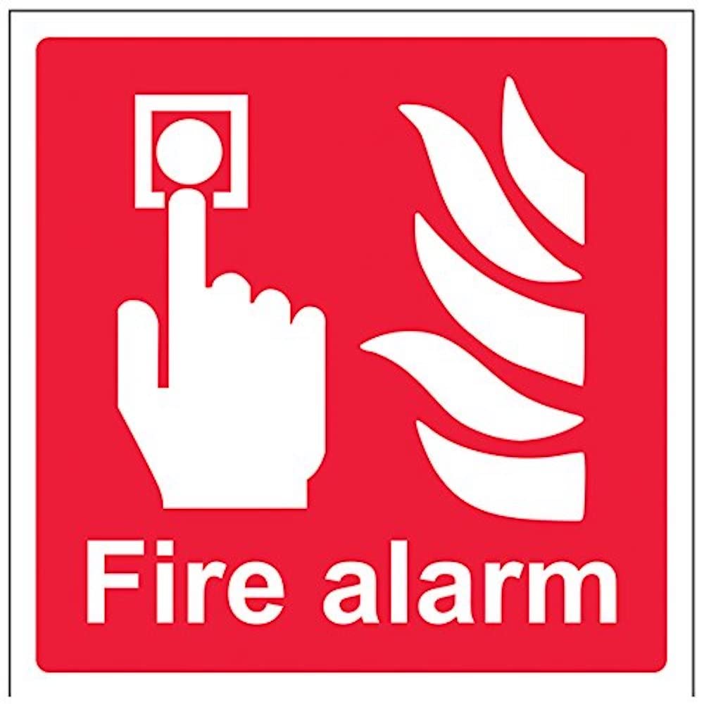 V Safety Fire Alarm Logo Sign - 150mm x 150mm - 1mm Rigid Plastic