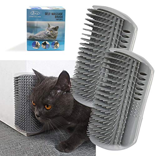 TTSAM 2 Pack Softer Cat Corner Self Groomer with Catnip Wall Corner Massage Comb Corner Scratcher Pet Grooming Brush Comb Grooming Wall Brush Self Massage Tool for Long & Short Fur Kitten Cats Dogs