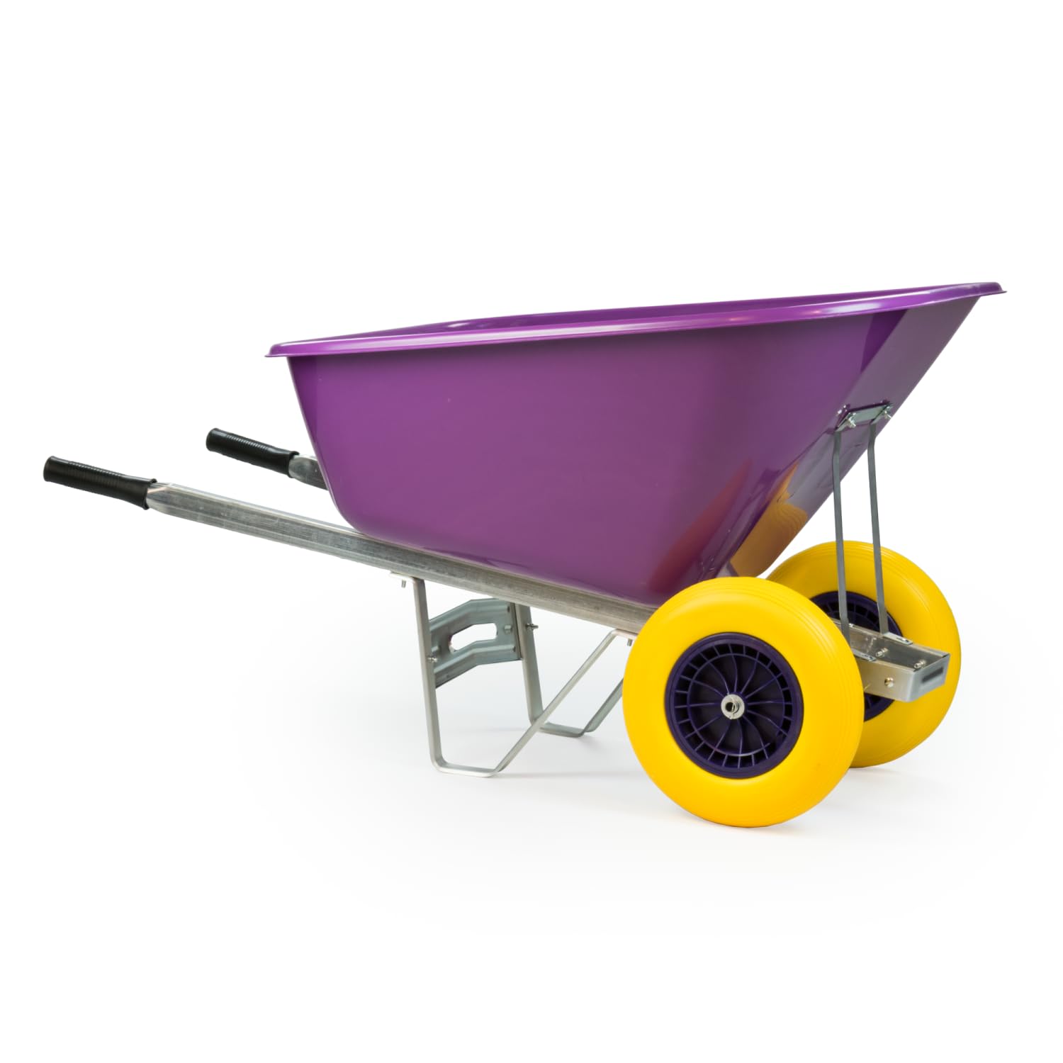 KCT 200L Big Wheelbarrow Purple Garden Barrow Twin Wheel Puncture Proof Tyre for Builders, Equestrian, Stable Yard, Construction