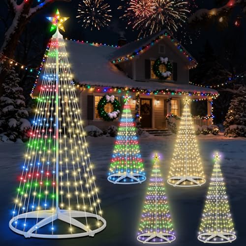 Weihnachtsbaum Metall Groß Kegelform,Mehrfarbig&Warmweiß...