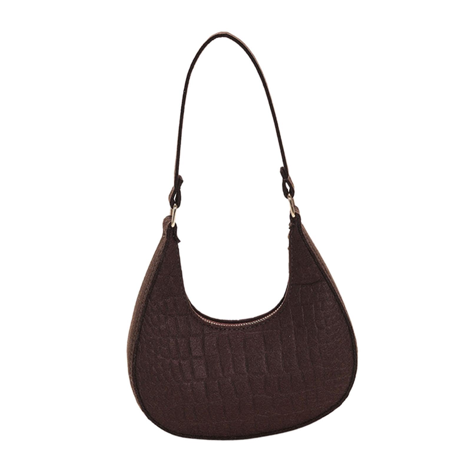 Women Underarm Bag Casual with Zipper Satchel women Soft Purse Shoulder Bag Brown-image-36