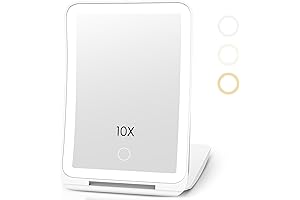 10X Magnification Rechargeable Makeup Mirror for Travel with 80 LED Lights