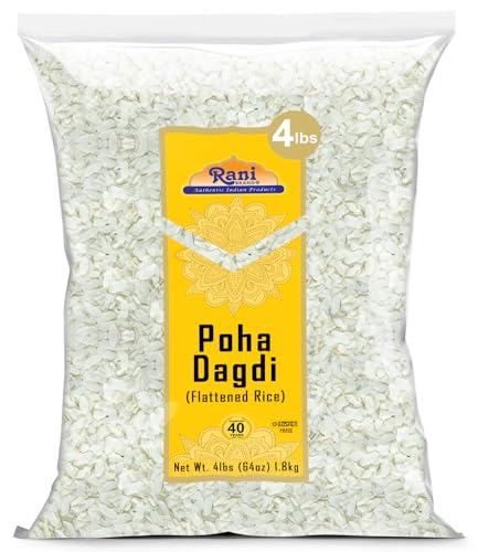 Rani Poha (Powa) Thick Medium-Cut (Flattened Rice) 32oz (2lbs) 908g ~ All Natural, Salt-Free | Vegan | Kosher | No Colors | Gluten Friendly | Indian Origin