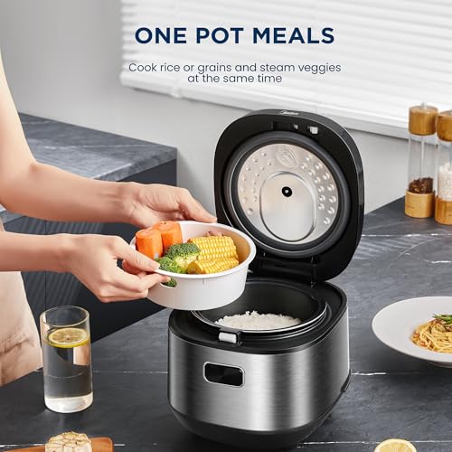 Midea rice cooker with 9 functions, 2L, 4 cups, for 1-3 persons, advanced heating technology, 30 min quick rice, non-stick coating, 24-hour keep warm & timer - STEAM COOKER INSERT, RICE COOKER SMALL - Image 6