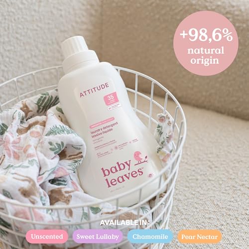 Image of ATTITUDE Baby Laundry Detergent, EWG Verified, Plant and Mineral-Based Formula, HE Compatible, Vegan Household Products, Sweet Lullaby, 35 Loads, 35.5 Fl Oz