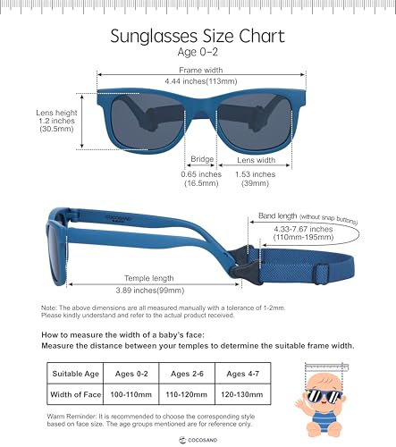 Image of COCOSAND Flexible Polarized Baby Sunglasses with Strap | UV Protection, Bendable, For Toddler Infant Newborn Girl Boy, Age 0-24 Months