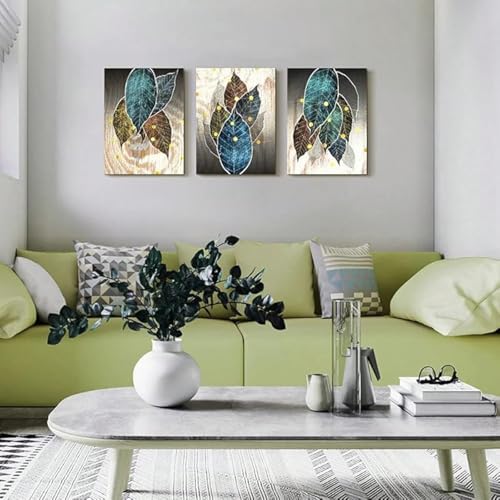 Tableau abstrait de feuilles sur toile décoration murale chic - 5
