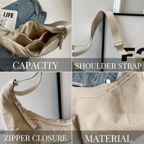 Preferable Crossbody Bag, Women's Fashion Plain Color Nylon Crossbody Bag, Nylon Crescent Bag, Women's Casual Sling Purse4
