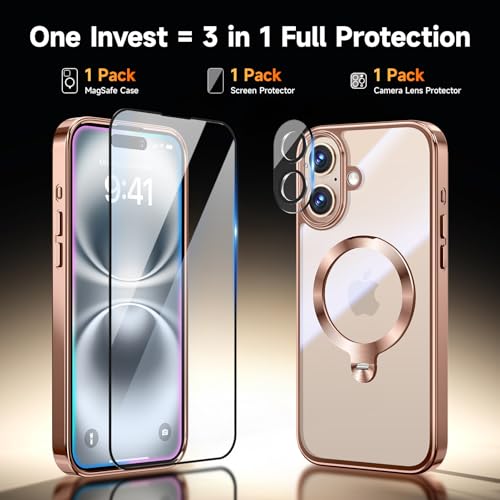 Coque iPhone 16 Plus avec support rotatif 360 et protection ecran integree - 3