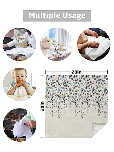 Servilletas de Tela Set de 4 Azul Gris Floral 50x50 cm miniatura 5