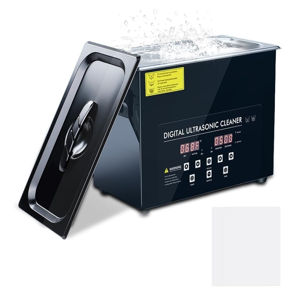 3L Pulitore ad Ultrasuoni con Riscaldamento e Timer, 40KHz 120W Lavatrice ad Ultrasuoni con Cesto & Coperchio, Interno in Acciaio Inox 304, per Attrezzi Pezzi Auto