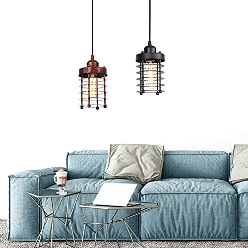 Chandelier industrial E27 retro con LED negro regulable para techo 2