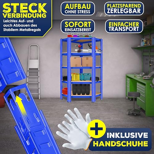 KESSER® Estantería esquinera para Cargas Pesadas, para sótano, 180 x 75 x 40 cm, hasta 875 kg, 5 estantes Ajustables, Tablero de Fibra de Densidad Media de Metal, estantería para Taller, sótano