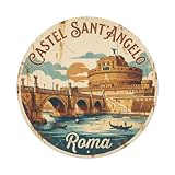 Dimensioni: 20 x 20 cm Vintage Travel Castel Angelo Roma targa in metallo latta