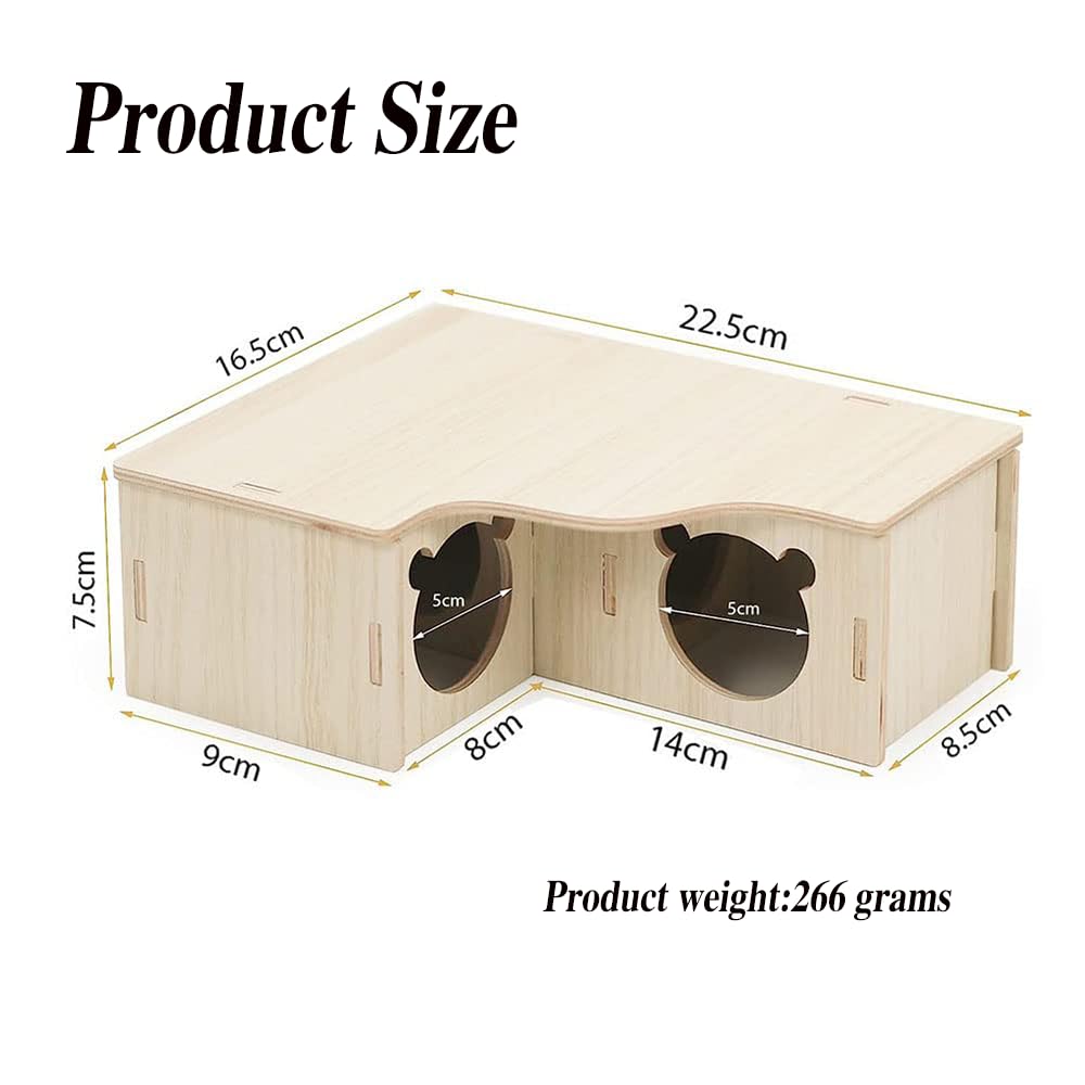 Maison d'angle pour Hamsters Maison en Bois pour Hamsters Cage pour Hamsters Cachette d'angle pour Gerbils-Chinchilla-cochons d'Inde Petits Animaux nichent