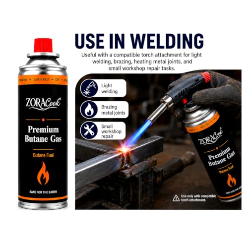 Image of 225g Premium Butane Gas Cylinder for Camping Stove Portable High Pressure Refill Fuel Can for Welding Torch Canister Outdoor Cooking Lighter Trekking Hiking Soldering Cartridge(Pack of 6)