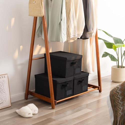 Image of GRANNY SAYS Storage Bins with Lids, Storage Bins for Linen Closet Shelves, Decorative Storage Boxes with Label, Clothes Storage and Organization for Organizing, 3-Pack, Large, Black