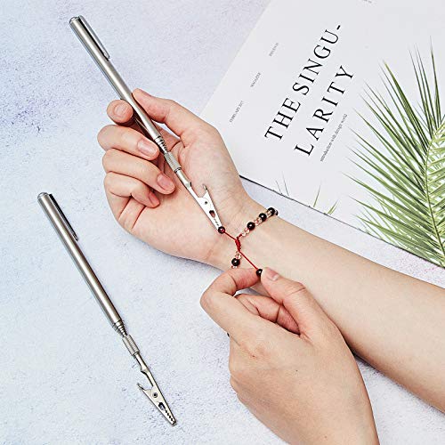 Image of Mudder 2 Pcs Telescoping Clip Telescopic Metal Wire Clamp with Pen Bracelet Helper Tool Extendable for Mechanics Automobile Repair Jewelry Fix Range 8.27-36 inch