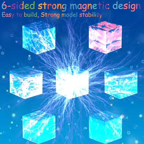 Magnetic Tiles-Build Mine Magnet World Frozen Set 3-4,Magnetic Blocks Sensory Toys for Age 5-7,STEM Magnets Cubes Building Toys for Halloween Christmas Birthday Gifts for Girls Boys Ages 4-8 8-12