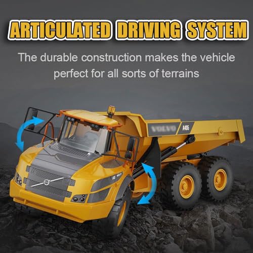 Image of 1 /20 Large 23IN Electric Remote Control Dump Truck A40G, 2.4G Simulated Acoustic-Optical RC Engineering Vehicle Model Transport Vehicle, 6-Wheel Lifting Bucket Construction Truck