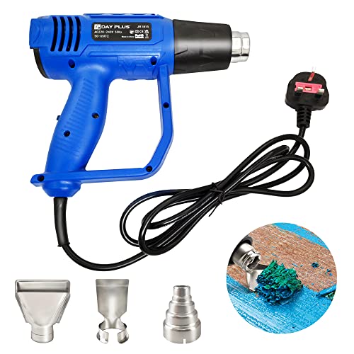Pistolet à Air Chaud 2000W avec 2 Températures Réglables (300°C-300L/min, 600°C-500L/min), 3 Buses, Décapeur Thermique Électrique pour enlever peinture, Issoudre Adhésifs