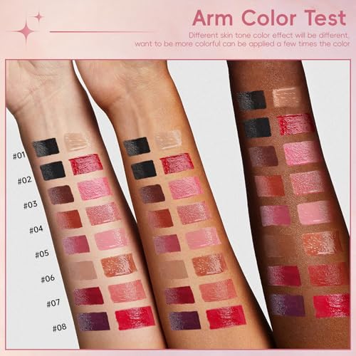 HOSAILY Lip Liner Gloss Lip Combo Set, 2 in 1 Lip Duo Natural Nude Brown Lip Liner Lipstick Glossy Nourishing Toffee Lip Gloss Kit, Smooth Quick Fuller Plumping Juicy Lip Makeup for Women06#Caramel - Thumbnail 5