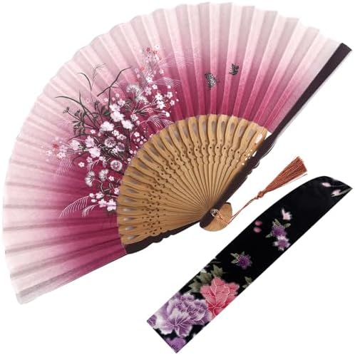 Amazon.com: YARRD Folding Hand Fan for Women Wooden Folding Bamboo Gan ...