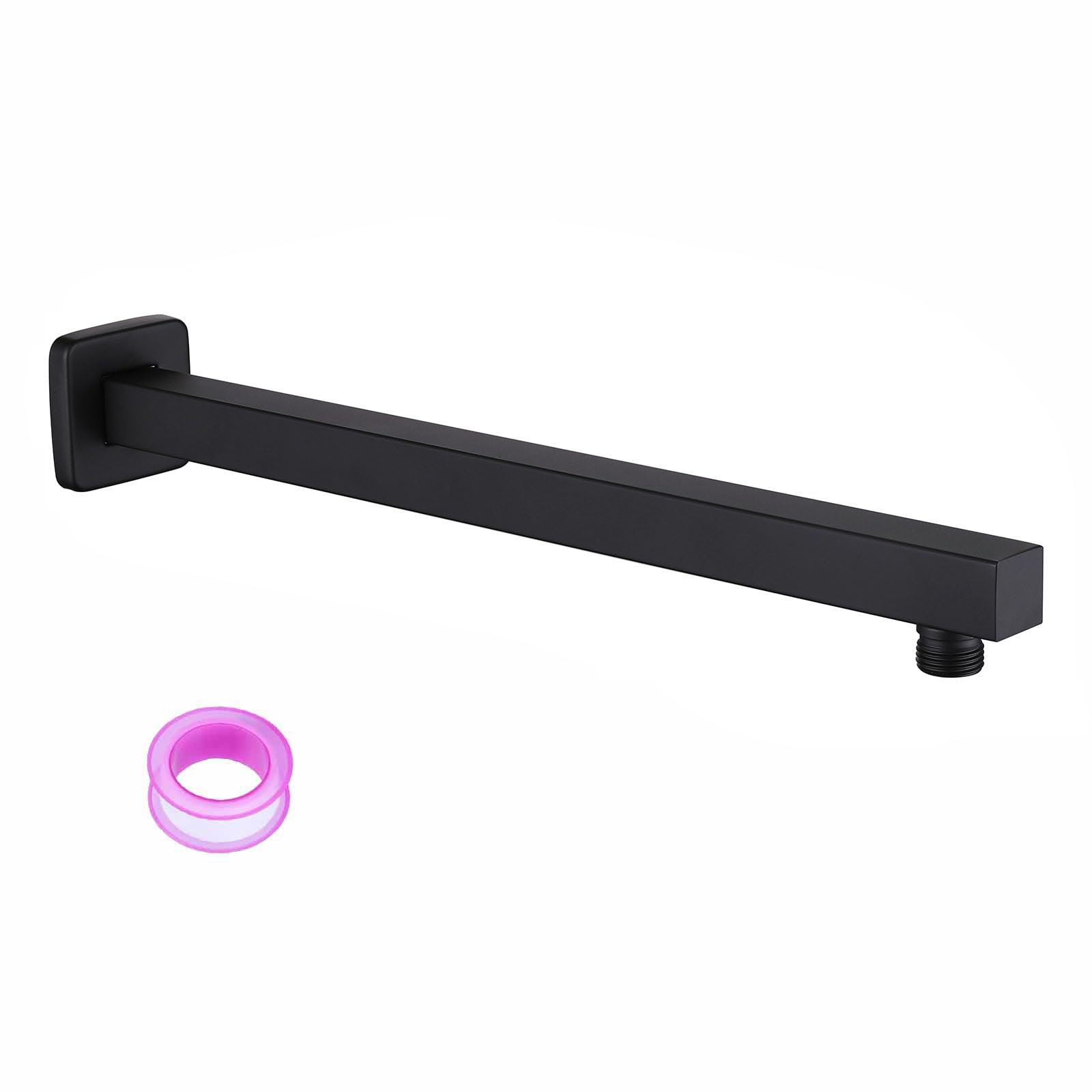 Photo 1 of Aqua Access 16 Inch Rain Shower Head Extension Arm with Flange, Matte Black, Made of SUS 304 Stainless Steel, Square Shower Arm Wall Mounted, Rainfall Shower Arm for Morden Bathroom