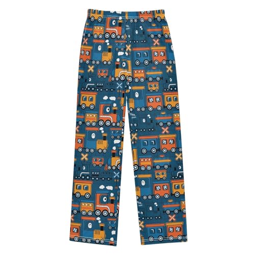 ZZXXB Lovely Train Boys Long Pants Soft Trousers Elastic Waist Kids Lounge Bottoms with Pockets S-XL