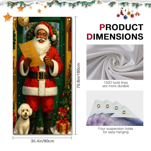 Image of BlissYard Door Cover Christmas Wrapped Box Santa 35x71 Inch Polyester