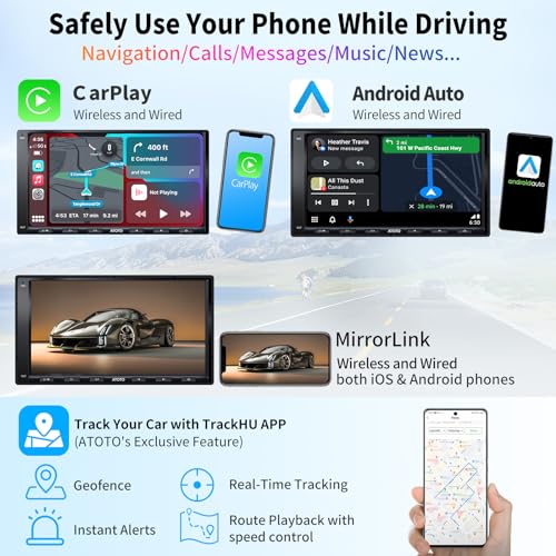ATOTO A6 PF Dubbel-DIN Bilstereo med Trådlös CarPlay & Android Auto