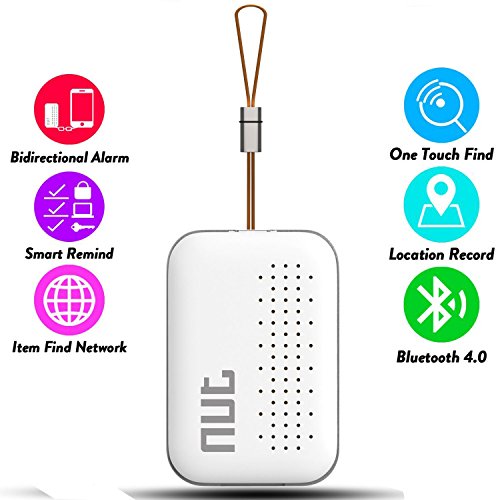 Nut Mini Tracker GPS Bluetooth Key Anti Perdu Télécommande et Smart Alarm Tracer Wallet Key Searcher Localisation en temps réel pour iPhone / iPad / Samsung Android Smartphone, Blanc