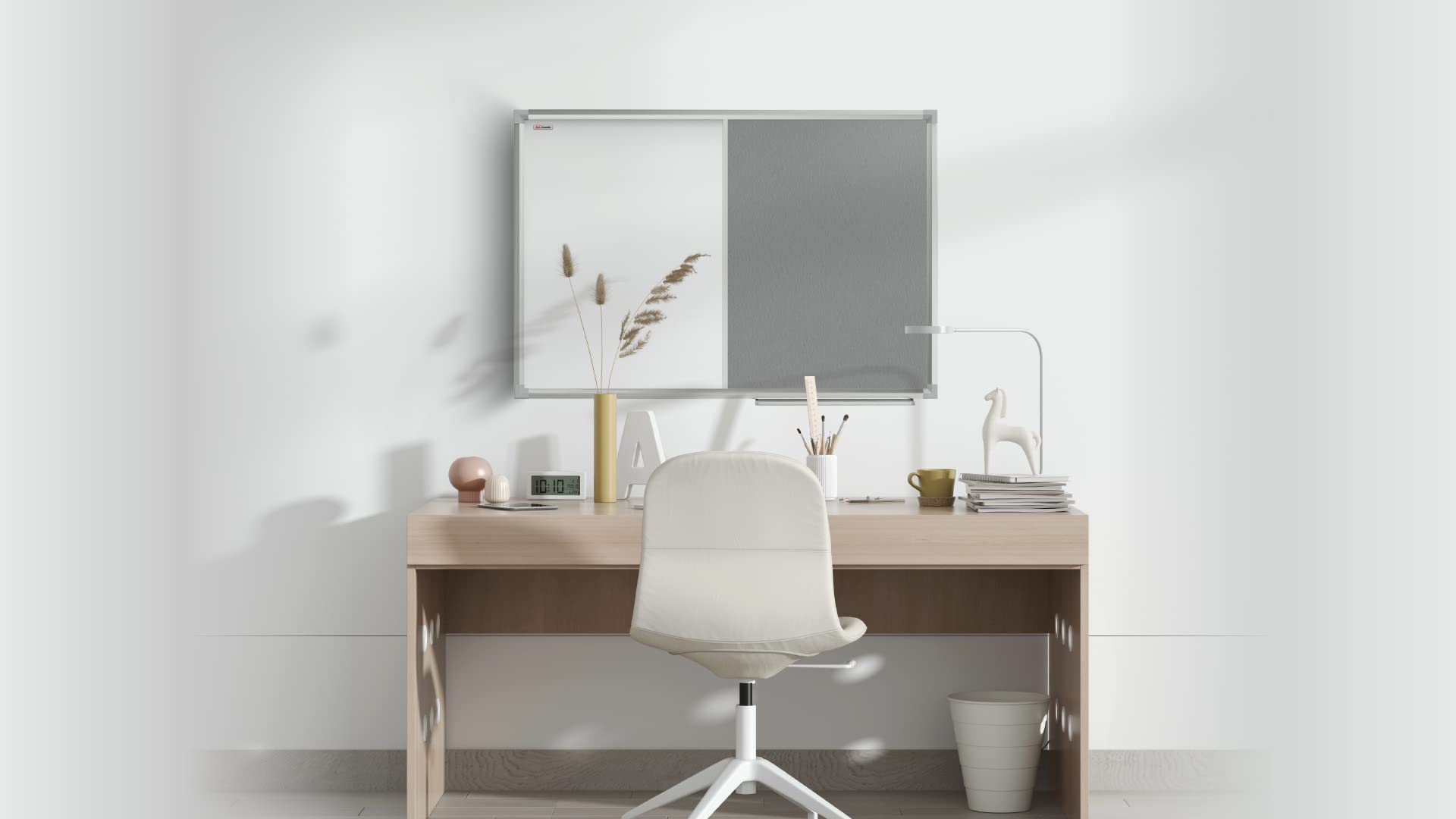 ALLboards Kombitafel 2 in 1 Magnettafel & Grau Filz-Pinnwand mit Aluminiumrahmen 120x90cm, Textiltafel Whiteboard