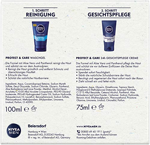 NIVEA MEN Face Duo Pack, gezichtsverzorgingsset met Nivea Men Protect & Care wasgel (100 ml) en Nivea Men Protect & Care… - Afbeelding 3