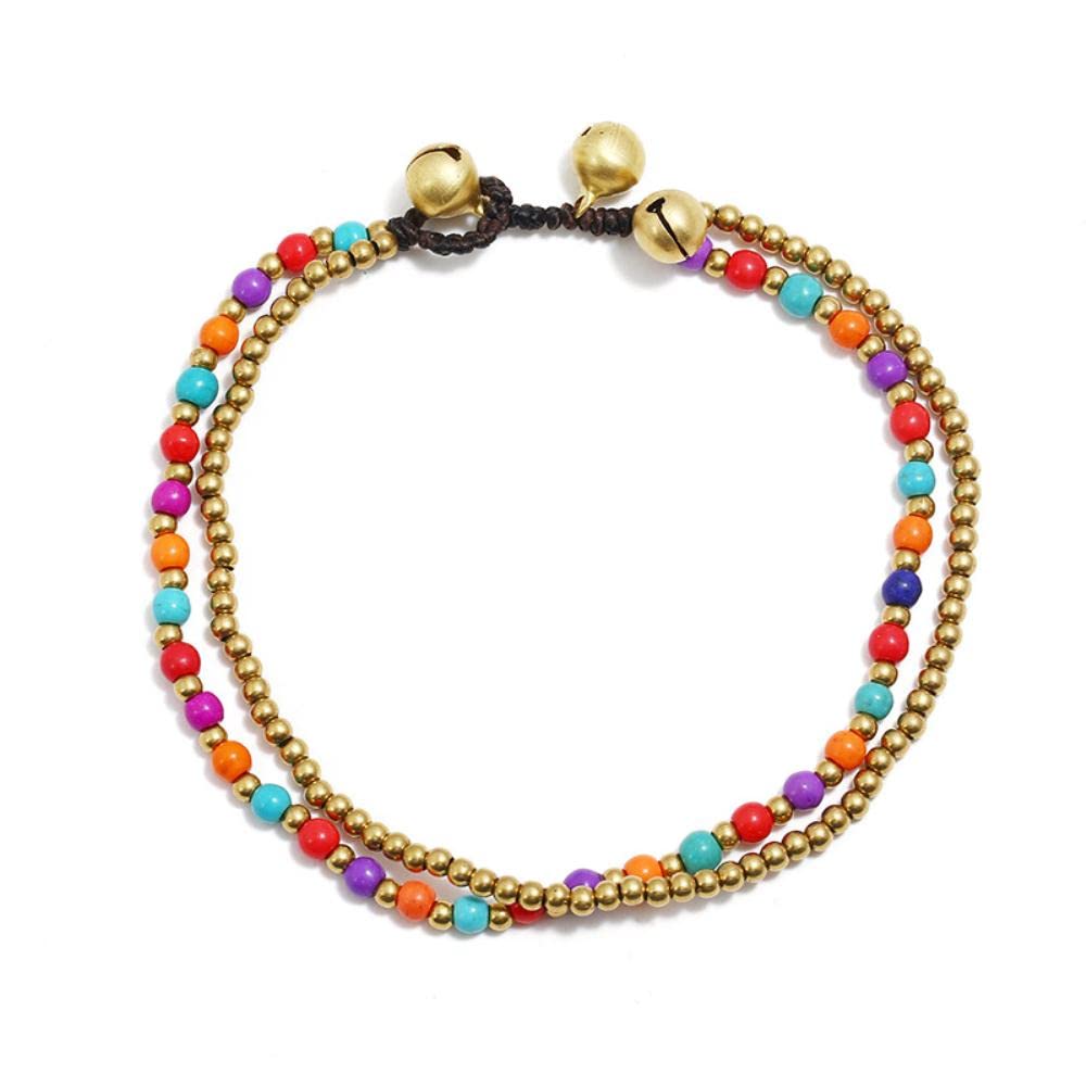 cavigliera Stile etnico Campane con perline di rame turchese Cavigliere da donna Spiaggia Stile bohémien europeo e americano Cavigliere semplici per piedi da donna (Colore : Miscellaneous St