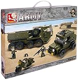 Sluban Service Troops Blocks Army Bricks Toy - Armored Vehicle & Military Transport Vehicle & Military Motorcycle